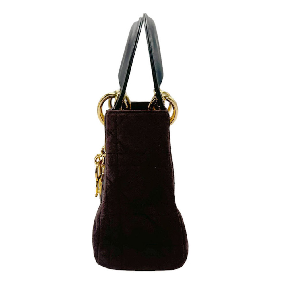 Dior Mini  Lady Leather Suede Christian Purple Dark Handbag